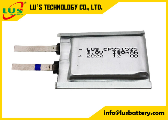 LiMnO2 Ultra İnce Hücre 3V CP251525 Pil 180 mah Lityum Manganez Dioksit Hücresi 251525