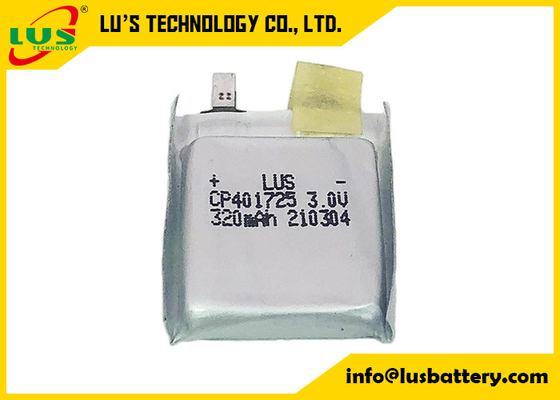CP401725 İzlenebilir Akıllı Etiket için İnce Pil 3.0 Volt 320 Mah Esnek Lityum Manganez