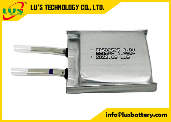 LiMnO2 Ultra ince hücre 3V CP502525 Pil Yumuşak paket pil CP502525 3v 550mAh akıllı kart pil