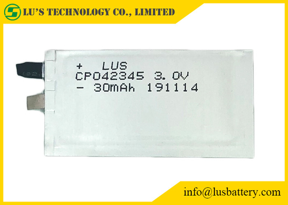 IOT RFID için Esnek LiMnO2 Ultra İnce Hücre Cp042345 3 Volt 35mAh