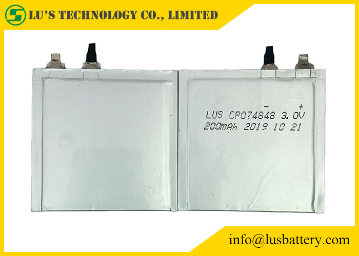 Elektronik Raf Etiketleri için Pouch Cell CP074848 Ultra İnce Pil 200mah 3.0 Volt