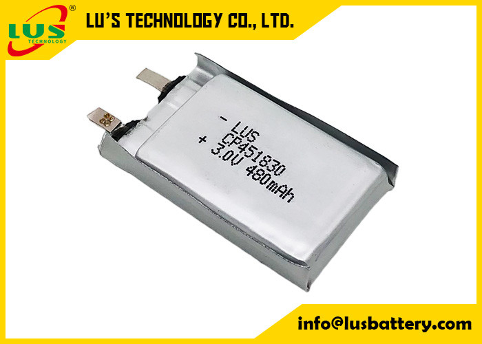 Akıllı pencereler için 3v Li-MnO2 pil CP451830 şarj edilemez polimer pil 451830