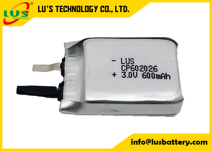 RFID Aktif Etiket için LiMnO2 Ultra İnce 3.0v CP602026 600mah Şarj Edilemez Lityum Pil
