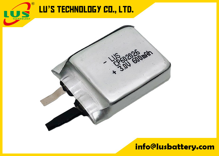 RFID Aktif Etiket için LiMnO2 Ultra İnce 3.0v CP602026 600mah Şarj Edilemez Lityum Pil