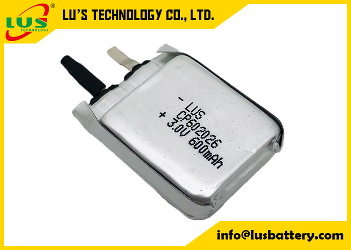 RFID Aktif Etiket için LiMnO2 Ultra İnce 3.0v CP602026 600mah Şarj Edilemez Lityum Pil