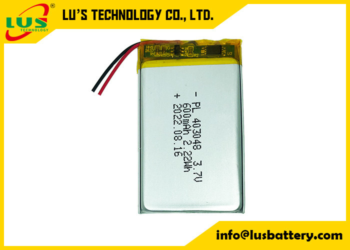 Akıllı Cihaz için LP403048 Li Polimer Pil 3.7V 600mAh Li Ion Pil