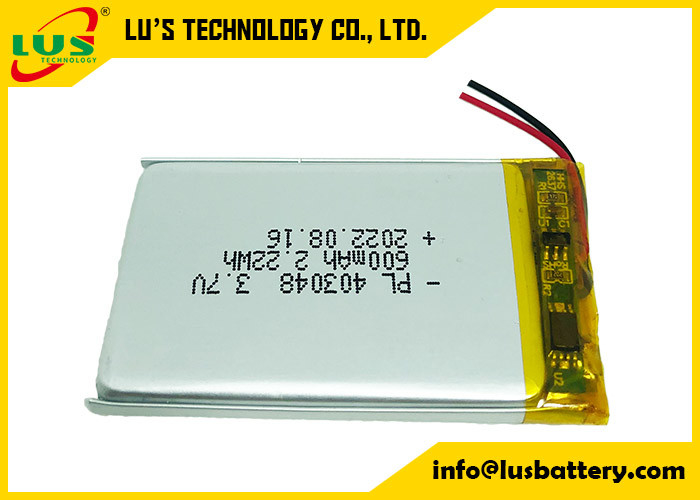 Taşınabilir Cihaz için LP403048 3.7V Esnek Li Polimer Pil 600mah PCBA Koruma Kartı