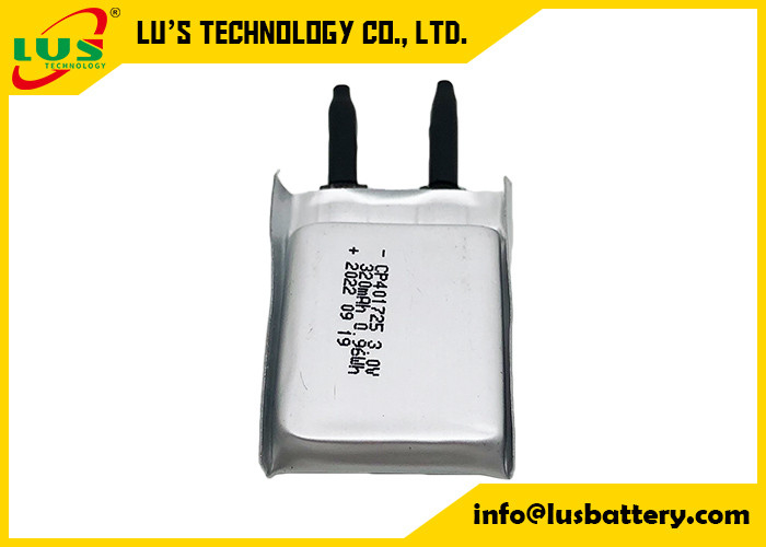 3.0V İnce Esnek Pil CP401725 320mah Akıllı Kartlar İçin Ultra İnce Piller