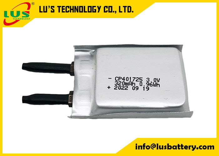3.0V İnce Esnek Pil CP401725 320mah Akıllı Kartlar İçin Ultra İnce Piller