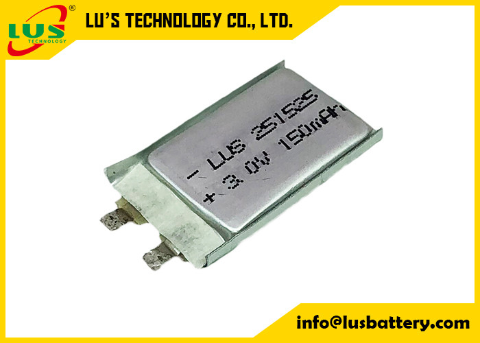 CP251525 Yüksek Hızlı Pil 3.0v 150mah Limno2 Kese Hücresi PTC Kart Uygulamaları İçin Güvenlik