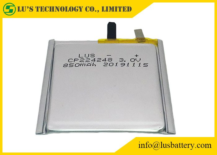 Bluetooth Etiketleri İçin RFID İnce Hücre Pil CP224248 3.0v 850mah Uzun Ömür