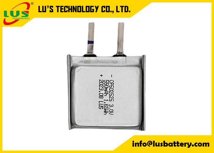 LiMnO2 Ultra ince hücre 3V CP502525 Pil Yumuşak paket pil CP502525 3v 550mAh akıllı kart pil