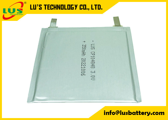 CP104848 3.0V 400mAh Limno2 Ultra İnce Yeniden Şarj Edilemez Yumuşak Li-Mno2 Düz Lityum Pil 104848