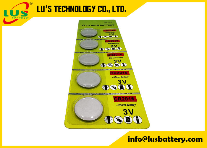 Lityum Düğme Hücresi CR2016 Malzemeleri 3V Lityum Para Hücresi Bataryası CR2016 5 Pcs Blistcard Pack