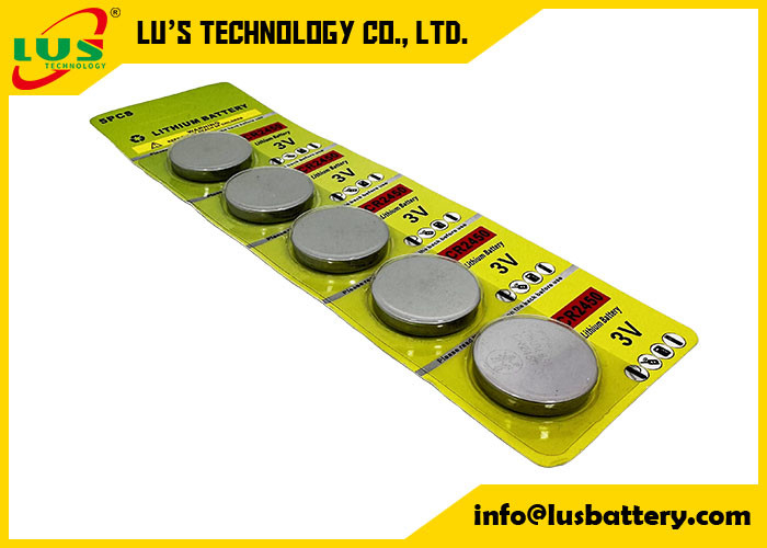 CR2450 Lityum Pil 3v ECR2450 ESL Lityum madeni para hücresi pilleri CR2450 Hücre Kartında (5 PC Paketi)