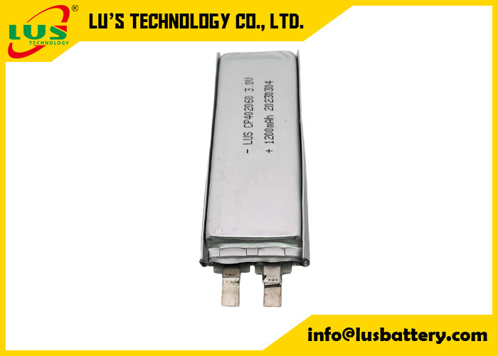 CMOS lityum şarj edilemeyen 3V piller için ince esnek limno2 pil CP402060 3,0 volt 1200mah