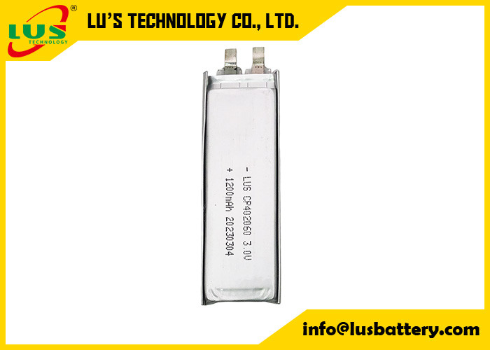 CMOS lityum şarj edilemeyen 3V piller için ince esnek limno2 pil CP402060 3,0 volt 1200mah