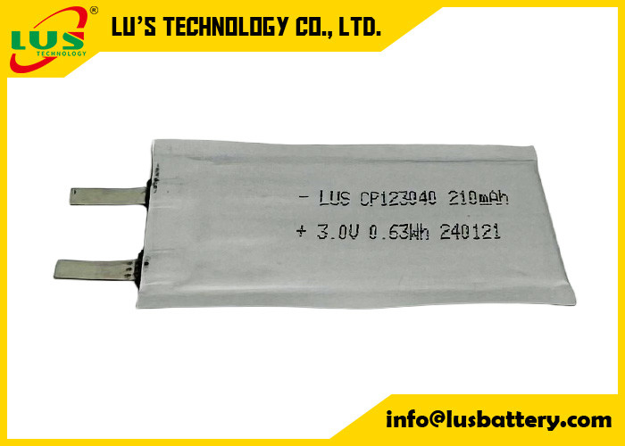 Cp123040 Ultra İnce Birincil Lityum Pil 3.0 Volt 210mAh Li-Mno2 pil özelleştirme