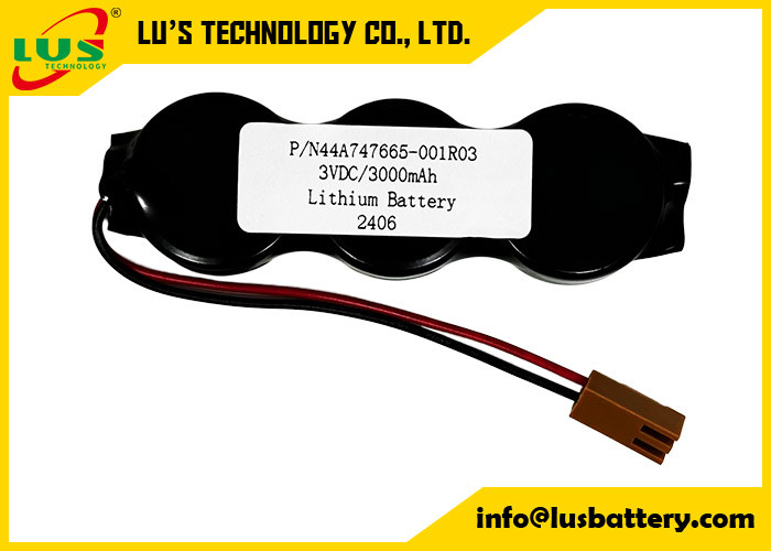P/N44A747665-001R03 3VDC 3000mah lityum pil CR2477-3P madeni para hücresi pil paketi OEM
