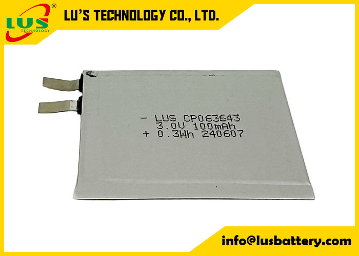 CP063643 3.0 volt 100mAh Küçük lityum pil 3V CP063643 IOT/RFID için ultra ince pil
