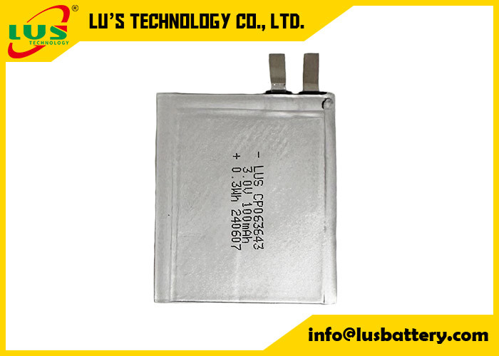 CP063643 3.0 volt 100mAh Küçük lityum pil 3V CP063643 IOT/RFID için ultra ince pil
