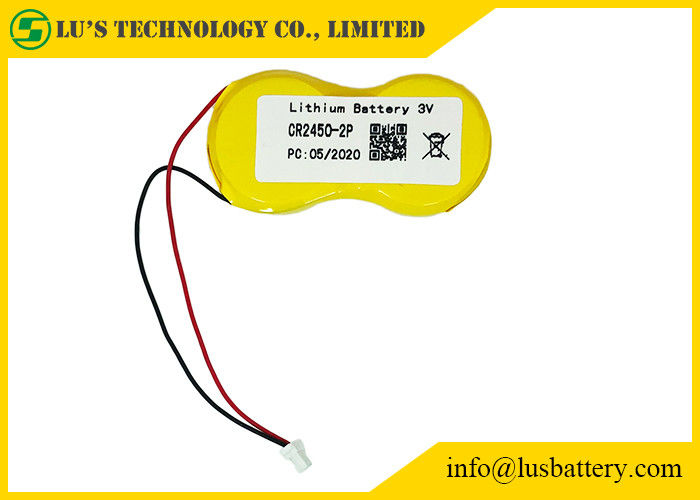 CR2450-2P Düğme Lityum Madeni Para Hücresi 1200mah 3.0v, Teller JST Konnektörlü