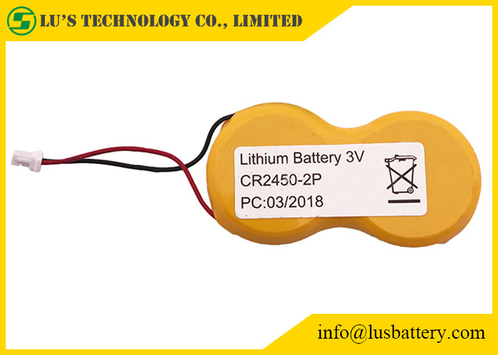 Etiketler için 3V 1200mah Lityum Düğme Hücre CR2450 CR2450-2P JST Terminalleri