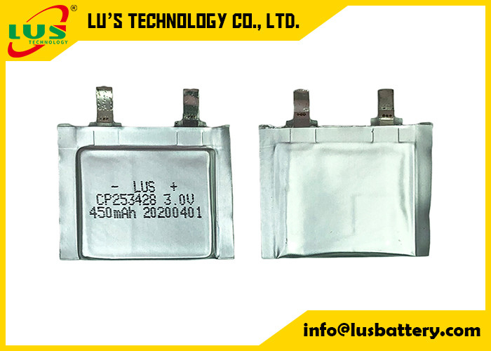 Enjeksiyon Etiketi için Esnek 450mah LiMnO2 Birincil Polimer Pil CP253428