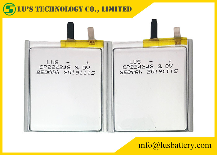 Bluetooth Etiketleri için 3.0v 850mah İnce Hücre Pil LimnO2 CP224248